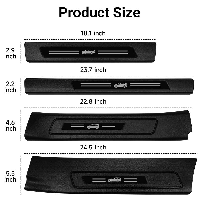 BILOPER Door Sill Guards Compatible with Toyota Sienna 2021-2025 2026 Accessories ABS Material Door Entry Guard Plate Decoration Front and Rear Door Pedal Kick Protection 8PCS - Image 3