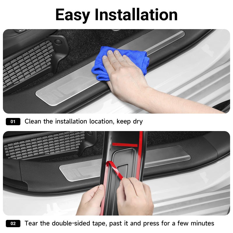 BILOPER Door Sill Guards Compatible with Toyota Sienna 2021-2025 2026 Accessories ABS Material Door Entry Guard Plate Decoration Front and Rear Door Pedal Kick Protection 8PCS - Image 4