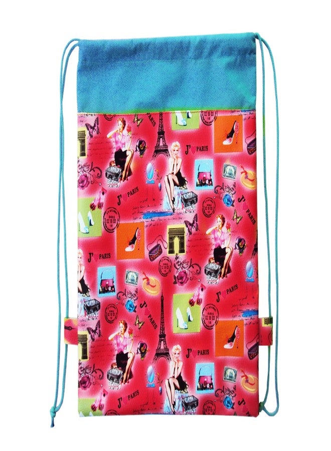 Asera New Paris Print Rexin Dori Bag Birthday Return Gift for Kids (Set of 12, Red) - Image 2