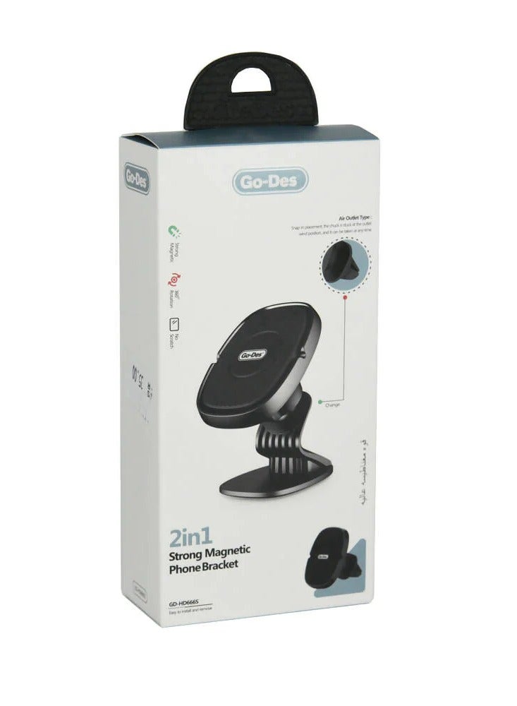 GO-DES Magnetic Holder Phone Flexible Holder 2in1 GD-HD666S - Image 2