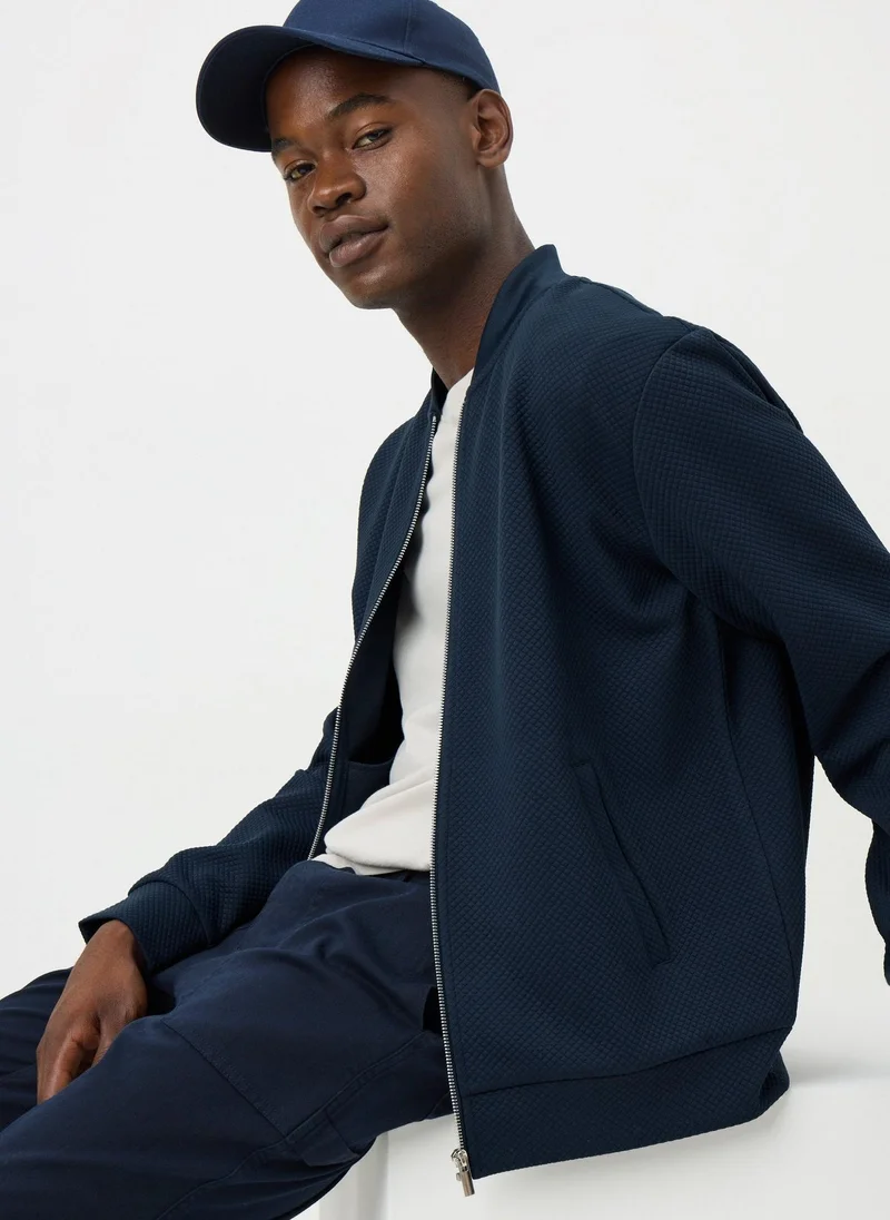 Matalan Navy Smart Quilt Bomber Jacket