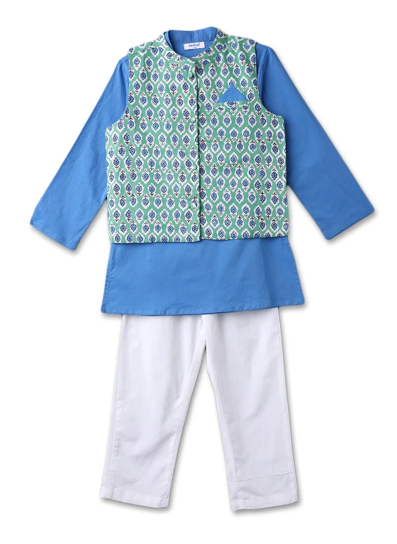 Nautinati Ethnic Cotton Kurta Set for Boys | Boys’ Kurta with Waistcoat and Pants | 1 to 5 Years