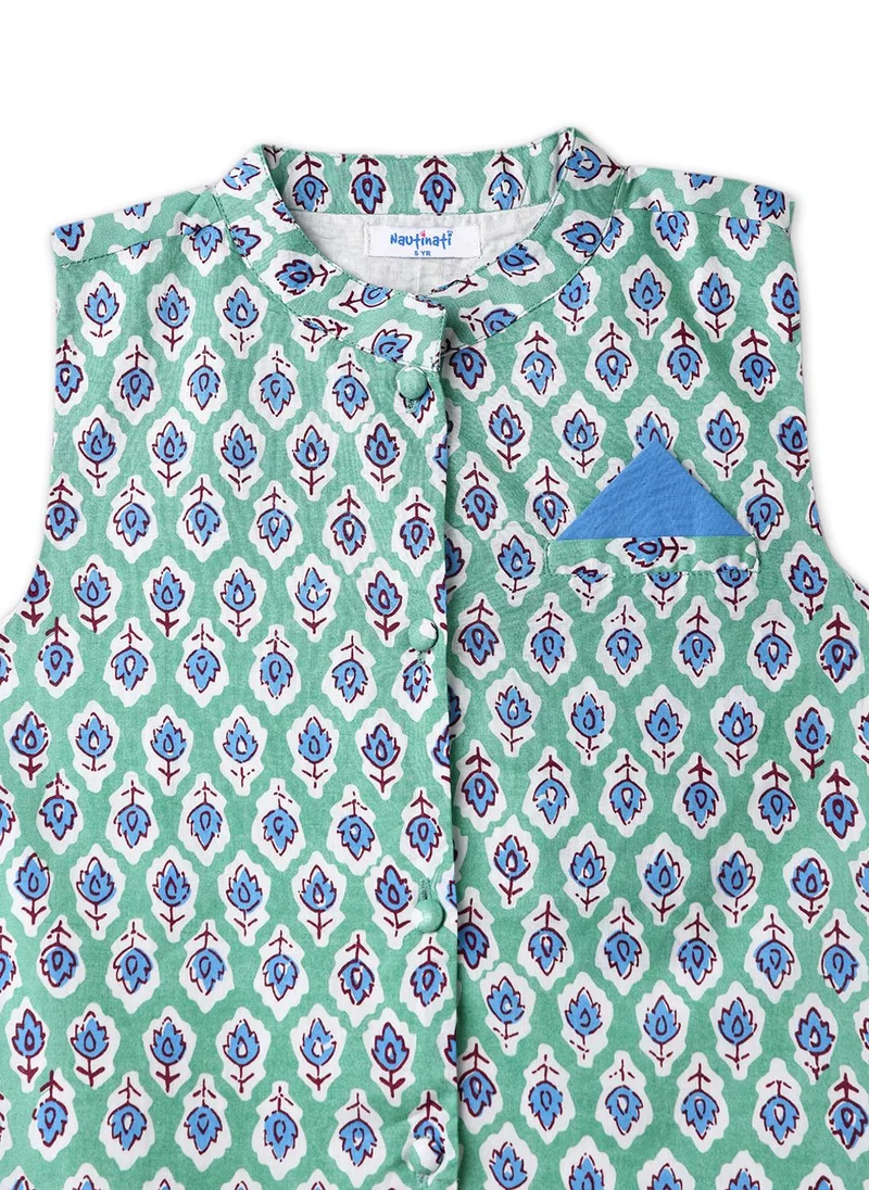 نوتيناتي Ethnic Cotton Kurta Set for Boys | Boys’ Kurta with Waistcoat and Pants | 1 to 5 Years