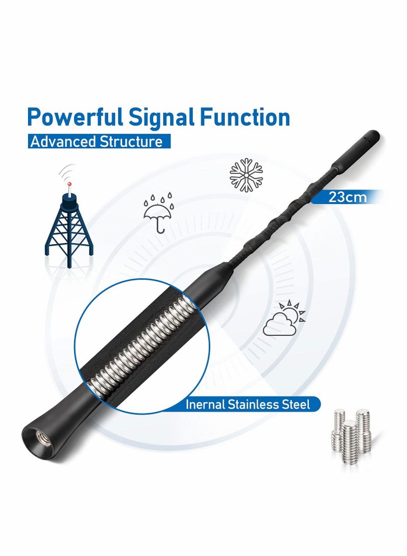 SYOSI Car Aerial Antenna, 2pcs Universal AM/FM/DAB Car Radio Replacement Rubber Car Aerial Roof Antenna Mast Kit Screws in type Compatible with All Cars - Image 2