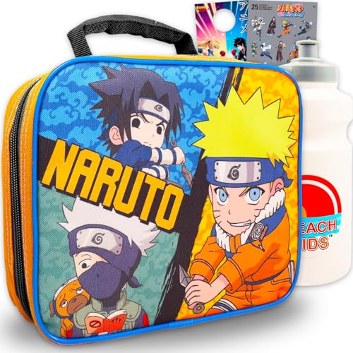 Naruto Lunch Bag for Boys Set Bundle with Anime Lunch Box Water Bottle Stickers and More Naruto Lunchbox for Boys 812 - Image 1