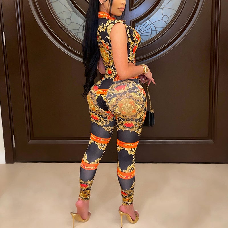 Os6118 New Women'S V-Neck Tight Digital Positioning Printing Two-Piece Set For Women - Image 4