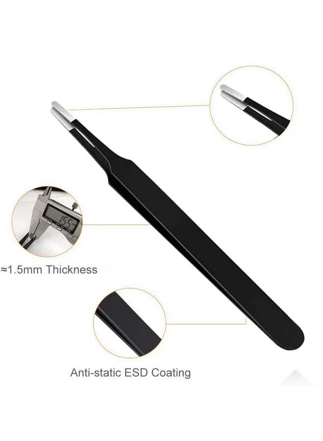 HUNCHA Tweezers for Ingrown Hair Removal, Surgical Grade Medical Tweezers with Sharp Needle Nose Point Tips Ideal Pointed Tweezers for Splinters Tick Removal, Black, Design 0, 00, 2A, 5, 7, Pack of 5 - Image 2