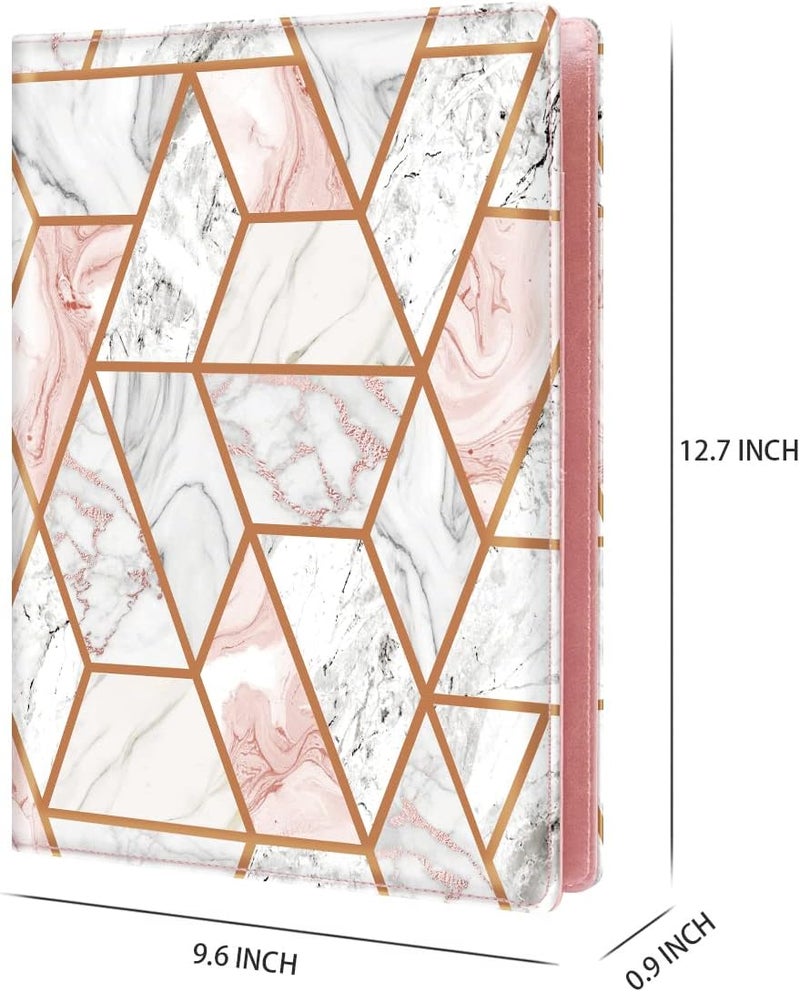 WAVEYU Padfolio Clipboard Folder Portfolio, Marble Leather Storage Clipboard with Cover for Legal Pad Holder, Letter Size A4 Writing Pad for Conference Document Organizer, Document Sleeve, Pink Marble - Image 3