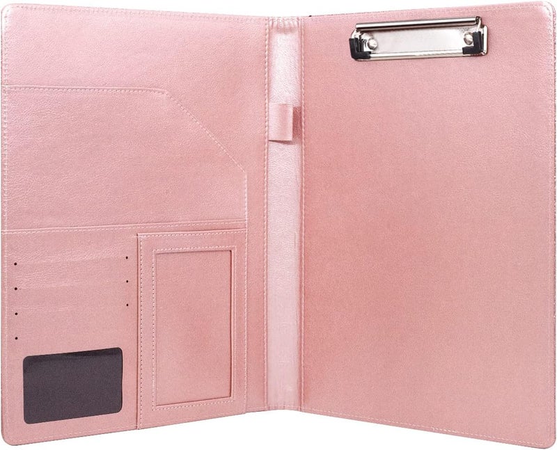 WAVEYU Padfolio Clipboard Folder Portfolio, Marble Leather Storage Clipboard with Cover for Legal Pad Holder, Letter Size A4 Writing Pad for Conference Document Organizer, Document Sleeve, Pink Marble - Image 2