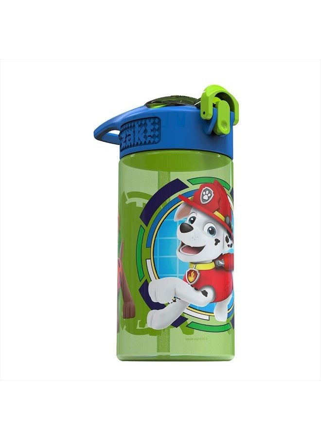 Zak Designs غطاء فوهة Paw Patrol Kids وحلقة حمل مدمجة مصنوعة من البلاستيك، تصميم زجاجة مياه مانعة للتسرب (Rocky, Rubble & Chase، 16 أونصة، خالية من مادة BPA)  - Image 4