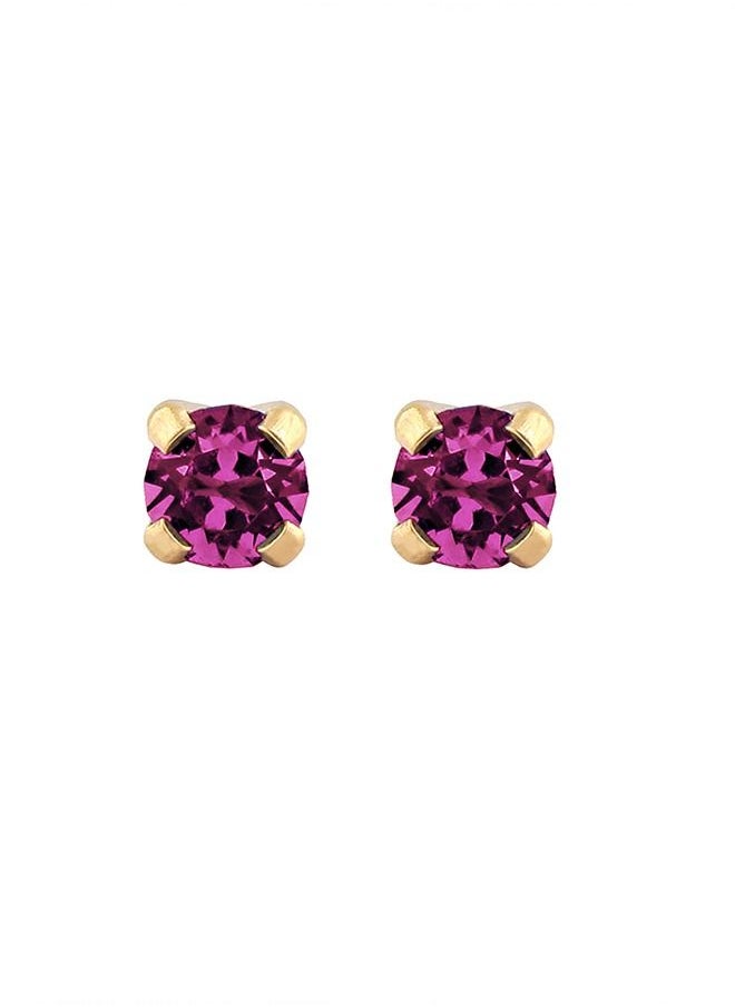 Studex - 3MM Amethyst February Birthstone Gold Plated Ear Studs For Kids | MADE IN USA | Ideal for every day wear - Image 1