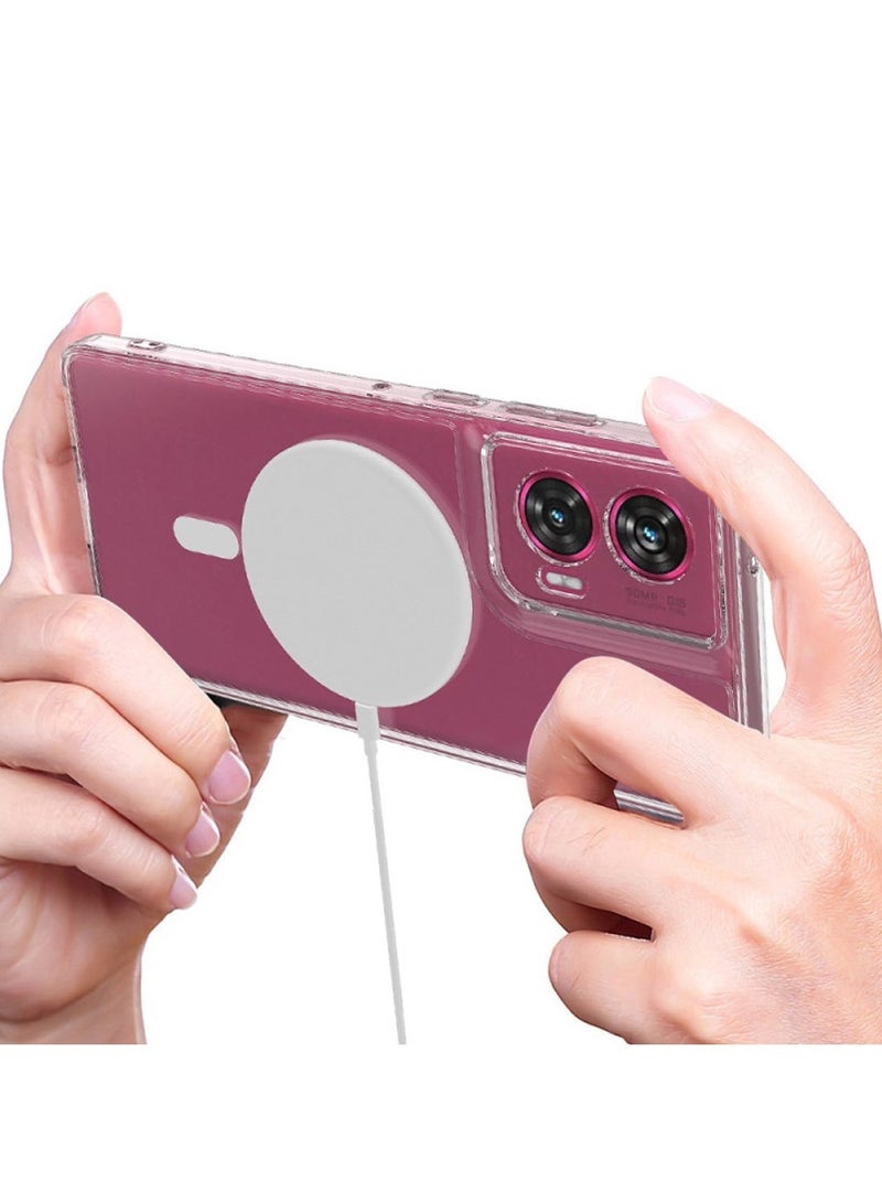 Techie حافظة موتورولا إيدج 50 فيوجن الشفافة مع ماغسيف - غلاف نحيف، مضاد للاصفرار مع حماية عدسة الكاميرا، حامل مغناطيسي متوافق - Image 5