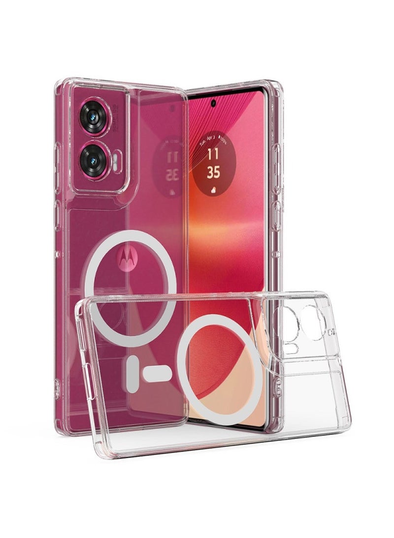 Techie حافظة موتورولا إيدج 50 فيوجن الشفافة مع ماغسيف - غلاف نحيف، مضاد للاصفرار مع حماية عدسة الكاميرا، حامل مغناطيسي متوافق - Image 1