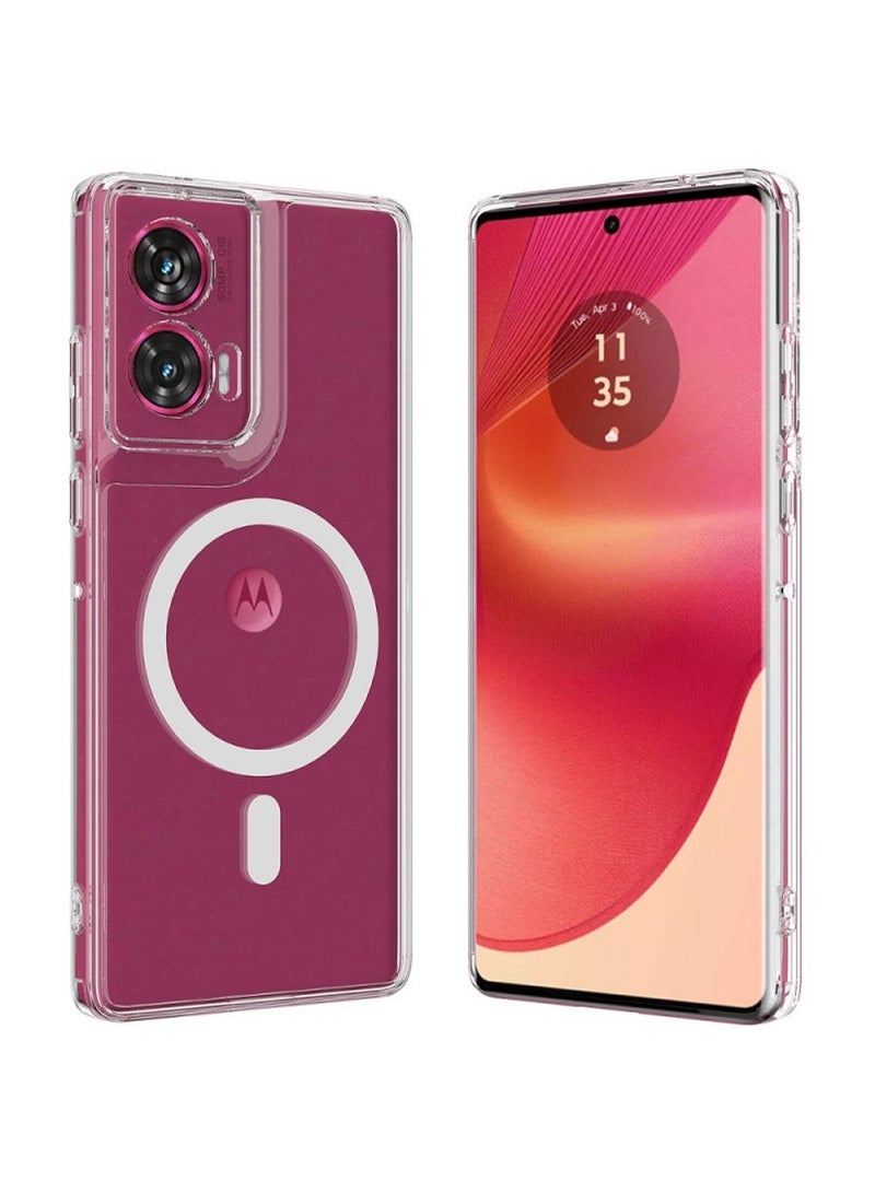 Techie حافظة موتورولا إيدج 50 فيوجن الشفافة مع ماغسيف - غلاف نحيف، مضاد للاصفرار مع حماية عدسة الكاميرا، حامل مغناطيسي متوافق - Image 2