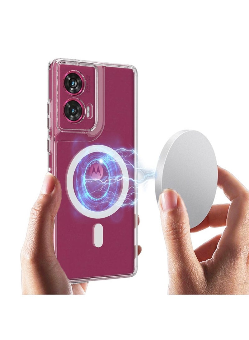 Techie حافظة موتورولا إيدج 50 فيوجن الشفافة مع ماغسيف - غلاف نحيف، مضاد للاصفرار مع حماية عدسة الكاميرا، حامل مغناطيسي متوافق - Image 3