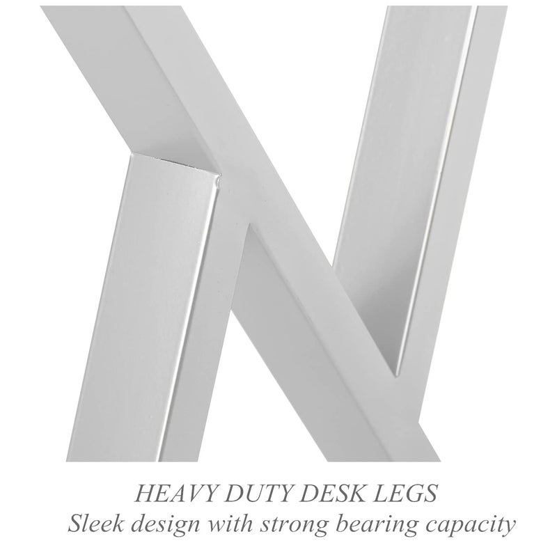 HOMEKAYT Industrial Metal Table Legs H28 x W177 Heavy Duty Modern Furniture Legs for DIY Use Set of 2 Desk Legs Multiple Uses for Dinning TableCoffee TableKitchen TableTriangleShapeWhite - Image 3