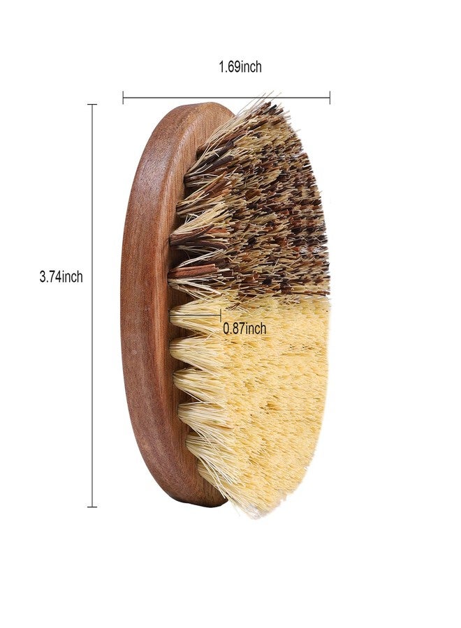 SAMEBUTECO Fruit & Vegetable Cleaning Brushes with Acacia Wood Handle Natural Half Sisal Bristle Half Palm Fibers Bristles Design,Oval Shape Easy Hold,Pack of 2,Brown - Image 2
