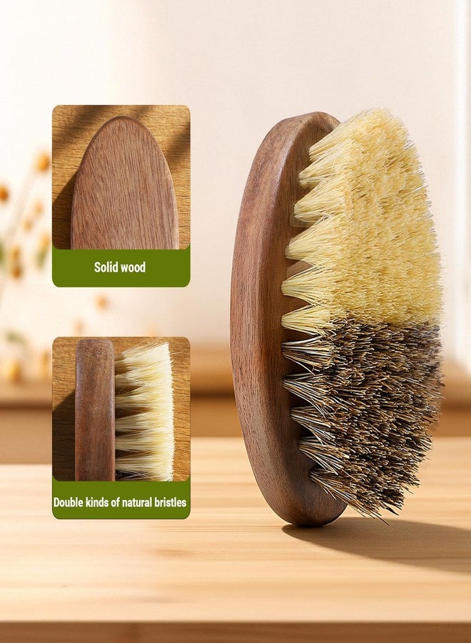 SAMEBUTECO Fruit & Vegetable Cleaning Brushes with Acacia Wood Handle Natural Half Sisal Bristle Half Palm Fibers Bristles Design,Oval Shape Easy Hold,Pack of 2,Brown - Image 3