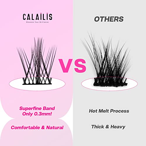 CALAILIS Individual Lashes, DIY Eyelash Extensions, Super Thin Glue-based Band, Natural Look Reusable, 11/13/15/15 mm,Lasting for 48 Hours Individual DIY Eyelashes(LR02) - Image 2