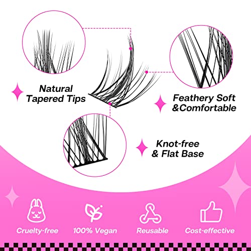 CALAILIS Individual Lashes, DIY Eyelash Extensions, Super Thin Glue-based Band, Natural Look Reusable, 11/13/15/15 mm,Lasting for 48 Hours Individual DIY Eyelashes(LR02) - Image 5