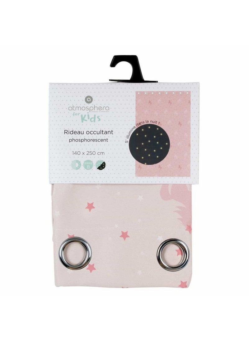 Atmosphera Polyester Glow-In-The-Dark Unicorn Curtain 140 X 250 Cm