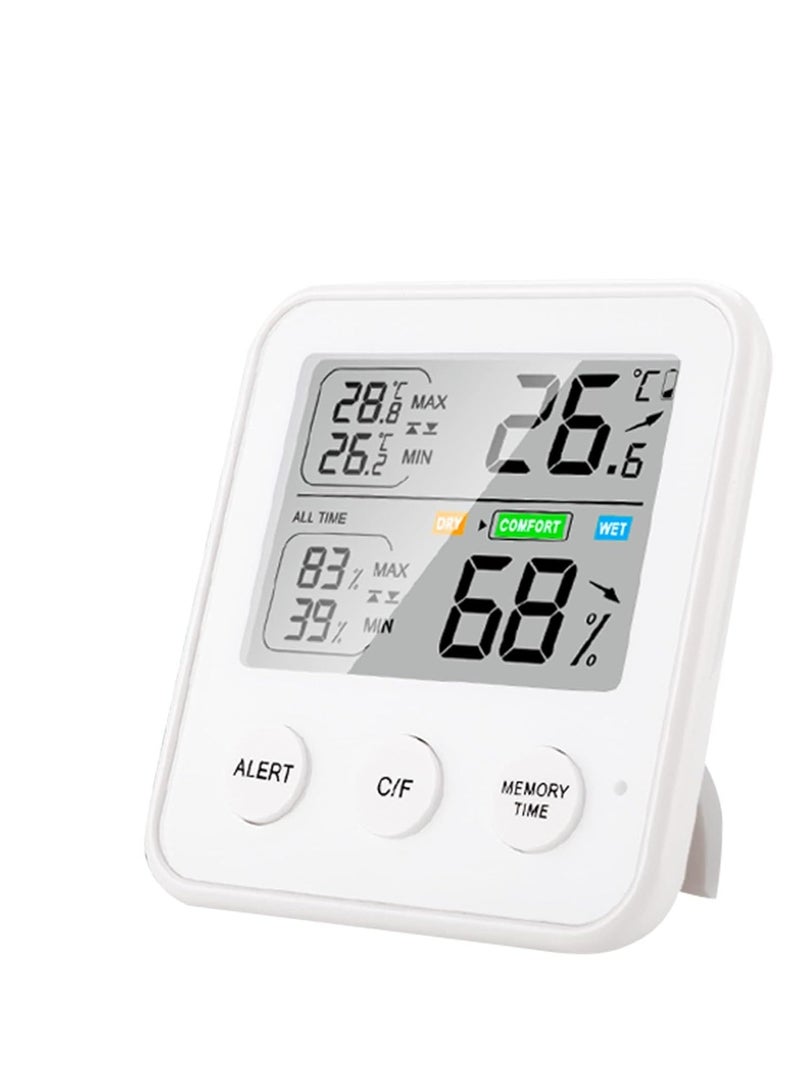 SYOSI Digital Hygrometer Indoor Thermometer, Room Humidity Gauge, Accurate Desktop Digital Thermometer with Temperature, Humidity, and Clock, with Real Time Monitoring and Memory Function  - Image 1