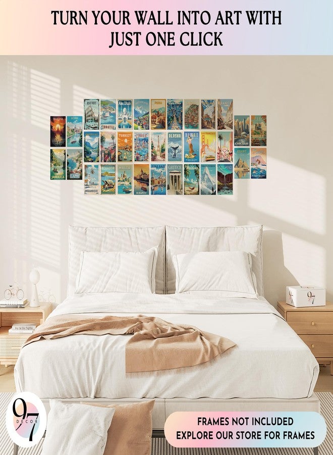 97 Decor Vintage Travel Decor - Travel Posters Wall Art Prints, Vintage Postcards from Around The World, City Landscape Aesthetic Pictures Retro Popular Cities Photo Collage Kit for Teen Bedroom (4x6) - Image 3