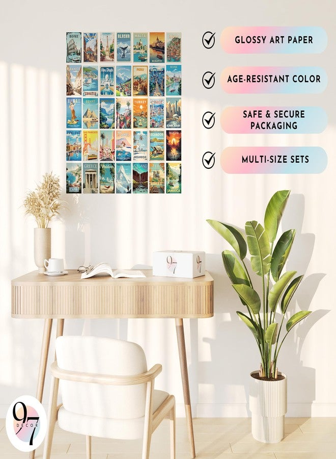 97 Decor Vintage Travel Decor - Travel Posters Wall Art Prints, Vintage Postcards from Around The World, City Landscape Aesthetic Pictures Retro Popular Cities Photo Collage Kit for Teen Bedroom (4x6) - Image 5