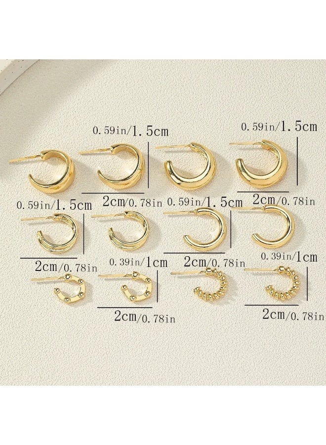 Fashion Coil Hoop Earrings Set Zinc Alloy Spring Design for Women Daily Wear Earrings Earrings 6 Pairs/Set - Image 4
