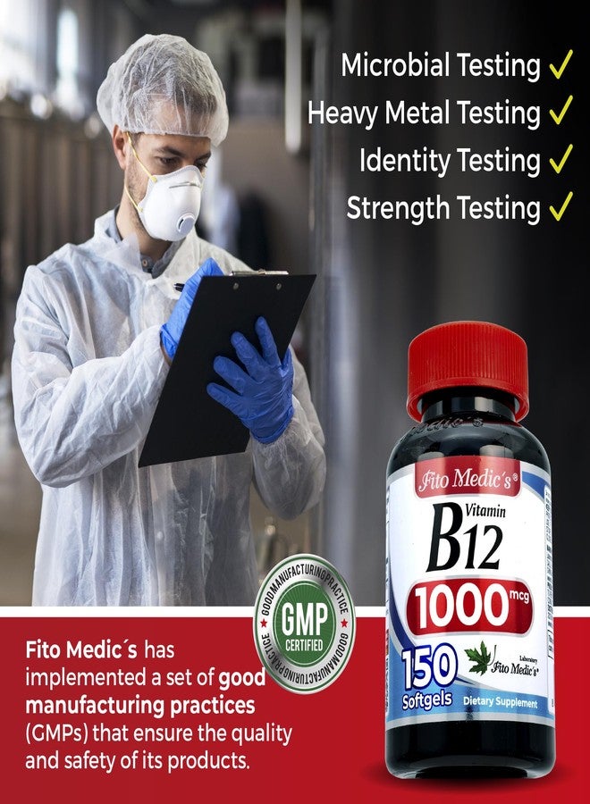 FITO MEDIC'S مختبر فيتو ميديكس | فيتامين ب12 | فيتامينات ب12 | 150 كبسولة هلامية. - Image 4