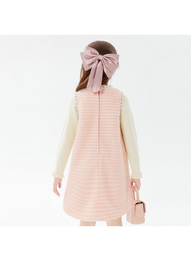 DEESHA Chanel-style Ribbon Vest Dress】sleeveless Pinafore Dress For Girls, Medium And Older Children, Autumn And Winter Collection - Image 3