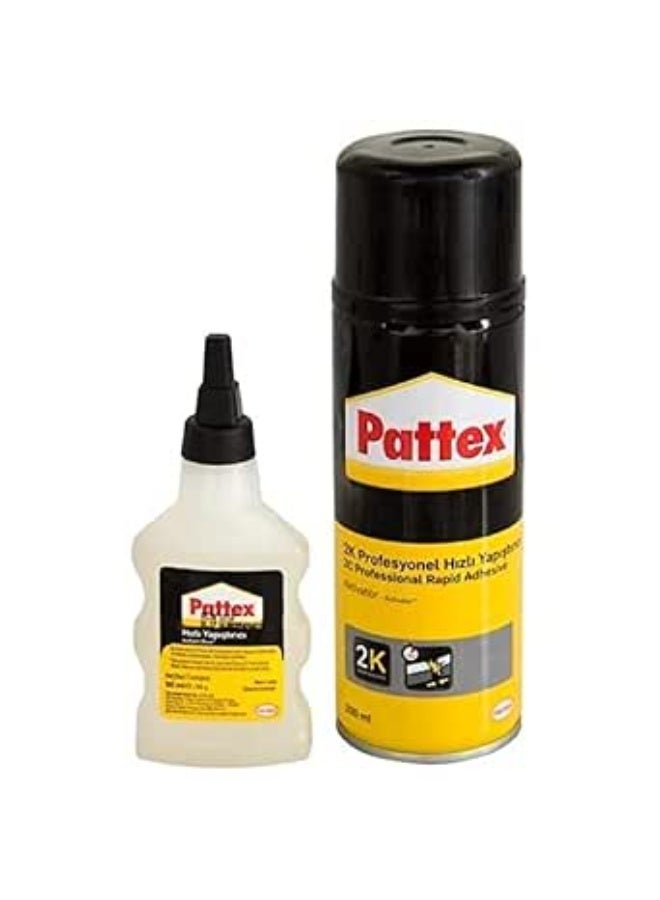 Pattex MDF Kit Super Glue 50ml + Activator 200ml – Fast Bonding Adhesive for MDF, Wood, Furniture, Crafts & DIY Projects - Image 1
