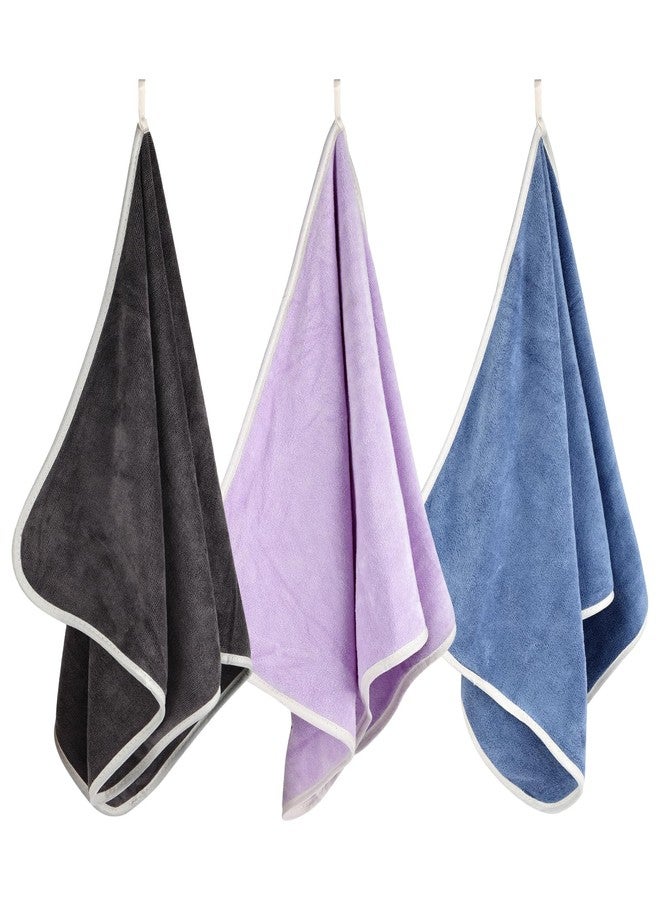 Hoiny 3 Pack Microfiber Gym Towels (14.2" x 30"), Super Soft, Quick Drying, Absorbent Towel for Fitness, Yoga, Swimming, Sports, Workout, Skin-Friendly for Women Men (Grey/Blue/Purple) - Image 1
