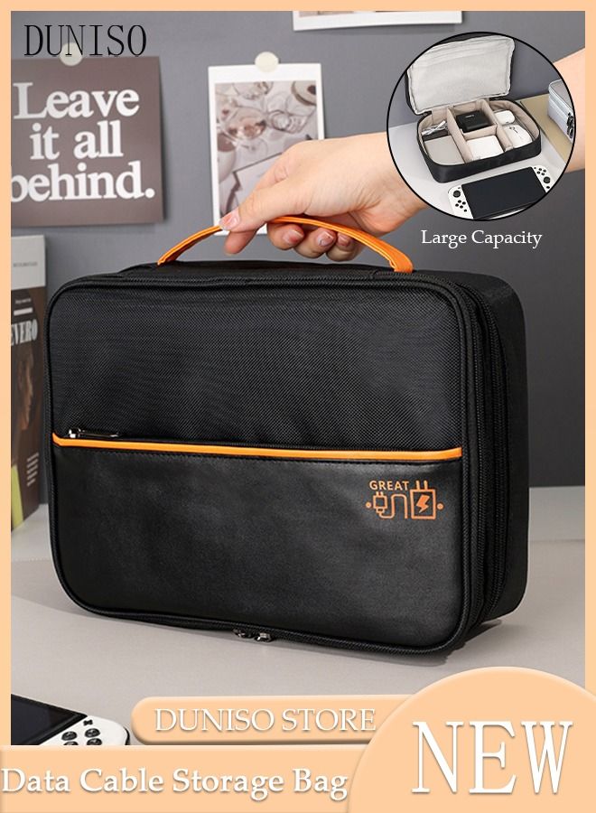 DUNISO Portable Digital Storage Bag Set Data Cable Storage Bag Waterproof and Wearproof Electronic Organizer Pouch Bag for Data Cable Headphone Power Bank U Disk - Image 1