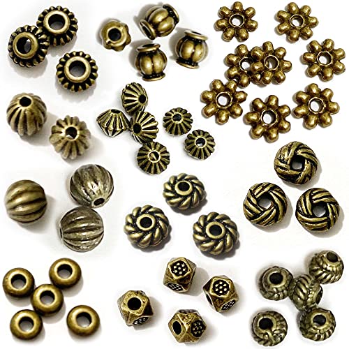 Heather's CF Antique Bronze Spacer Beads for Jewelry Making 500pcs Small Brass Metal Beads  Bead Assortments for Bracelet Necklace Earring Making Brass Bead Spacers for Jewelry Making Supplies