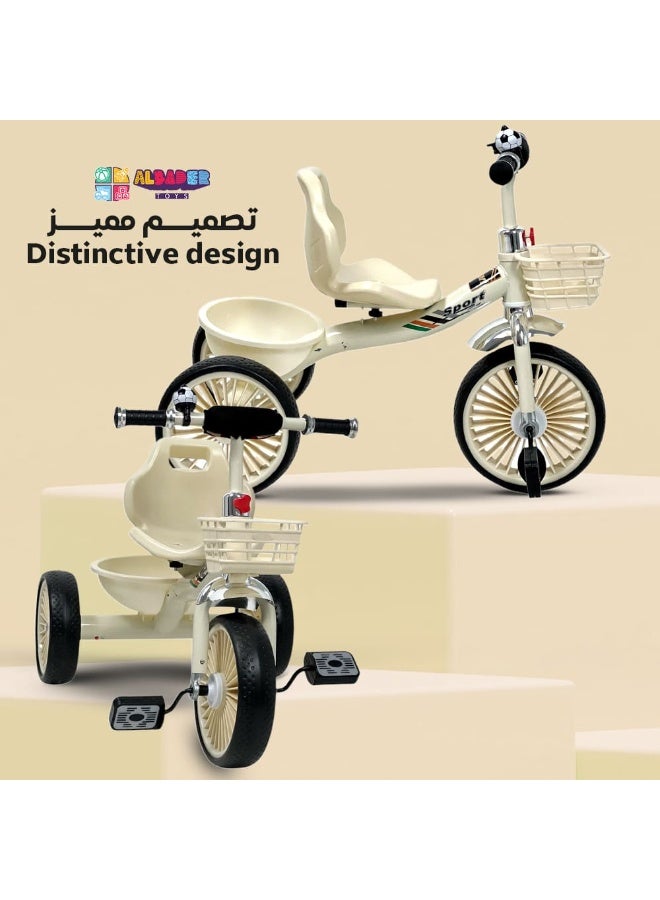 AL BADER Kids 3 Wheel Balance Bike with Double Basket, Toddler Tricycle Ride On Toy for Boys & Girls, Stable Training Bicycle with Wide Anti Slip Wheels, Indoor Outdoor Baby Bike, Multi Color Gift - Image 3