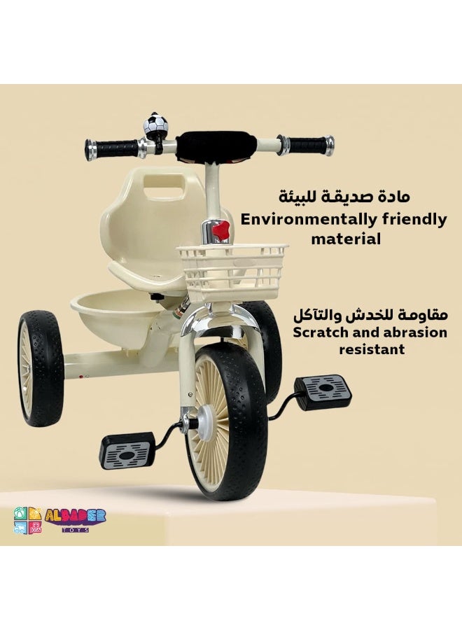 AL BADER Kids 3 Wheel Balance Bike with Double Basket, Toddler Tricycle Ride On Toy for Boys & Girls, Stable Training Bicycle with Wide Anti Slip Wheels, Indoor Outdoor Baby Bike, Multi Color Gift - Image 2