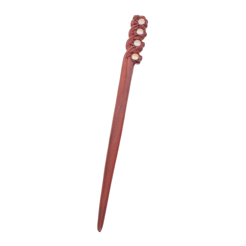 KICHOUSE Vintage Red Sandalwood Hair Stick Handmade Double-sided Carved Wooden Hairpin for Women Chinese Style Hair Clip Hanfu Wedding and Party Accessories - Image 1