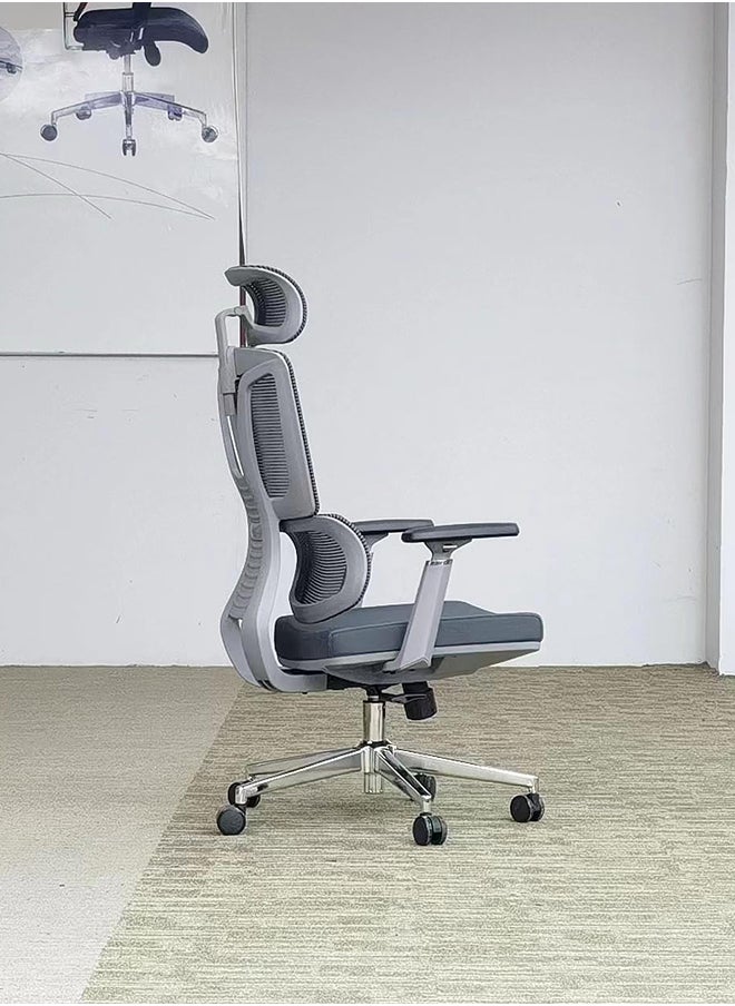 MAF furniture - كرسي مكتب تنفيذي مريح من ماف، كرسي مكتب، كراسي كمبيوتر، كرسي مكتب منزلي، مقعد عريض مع مسند رأس كبير، كرسي مكتب عصري، كرسي شبكي لدعم أسفل الظهر، ماف-2251 رمادي - Image 1