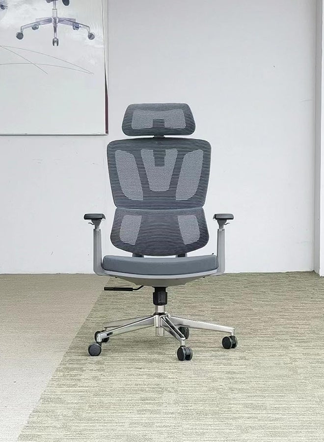 Maf Ergonomic Executive Office Chair, Office Chair Computer Chairs Home Office Chair Wide Seat With Large Headrest Modern Desk Chair Lumbar Support Mesh Chair Maf-2251 Grey