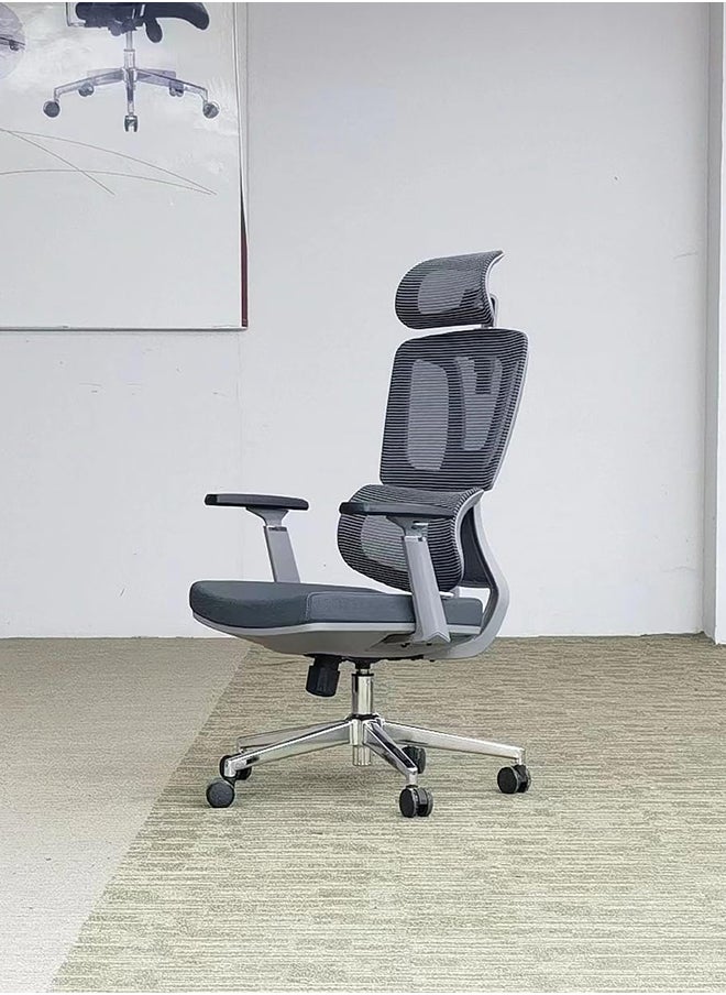 MAF furniture - كرسي مكتب تنفيذي مريح من ماف، كرسي مكتب، كراسي كمبيوتر، كرسي مكتب منزلي، مقعد عريض مع مسند رأس كبير، كرسي مكتب عصري، كرسي شبكي لدعم أسفل الظهر، ماف-2251 رمادي - Image 1