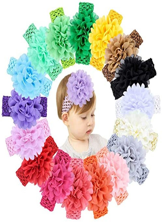 Shidara Baby Girls Headband Chiffon Flower Soft Stretchy Hair Band Hair Accessories for Baby Girls Newborns Infants Toddlers and Kids | Multi | 6 Pieces - Image 1