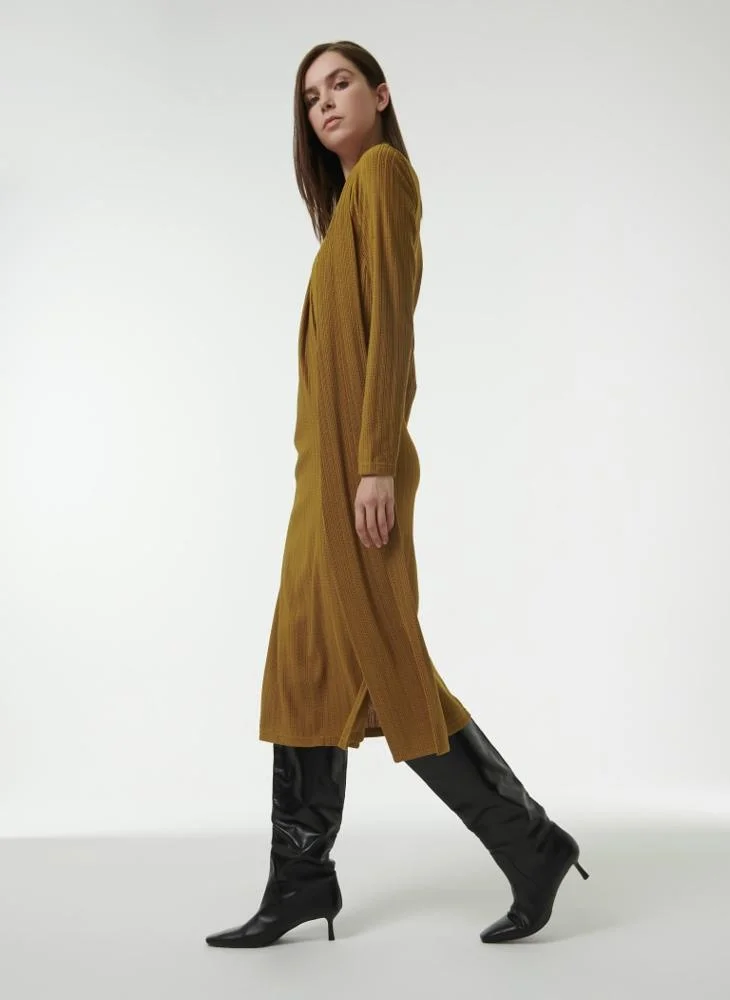 Leem Textured Dress With Scarf Detail - Shorter Length