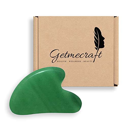 Getmecraft Gua Sha Tool, Nature Jade Stone Guasha Massage Tool for Scraping Facial and SPA Acupuncture Therapy - Heart Shape Jade Trigger Point Treatment on Face - Image 1