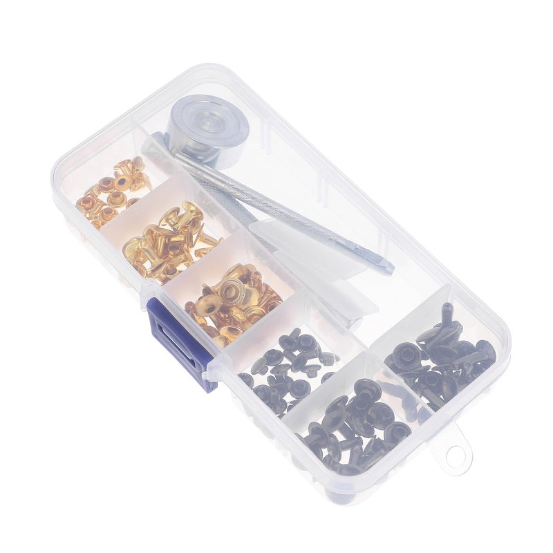60 Pieces Single Cap Metal Rivets Set With 3 Tools And Storage Box For Leather Crafts DIY Repair - Image 2
