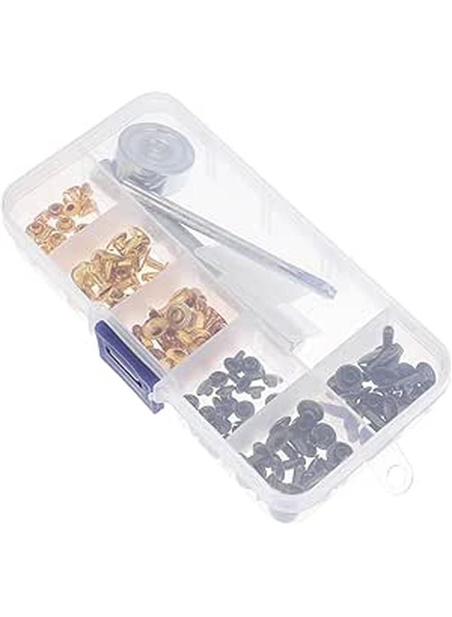 60 Pieces Single Cap Metal Rivets Set With 3 Tools And Storage Box For Leather Crafts DIY Repair - Image 1