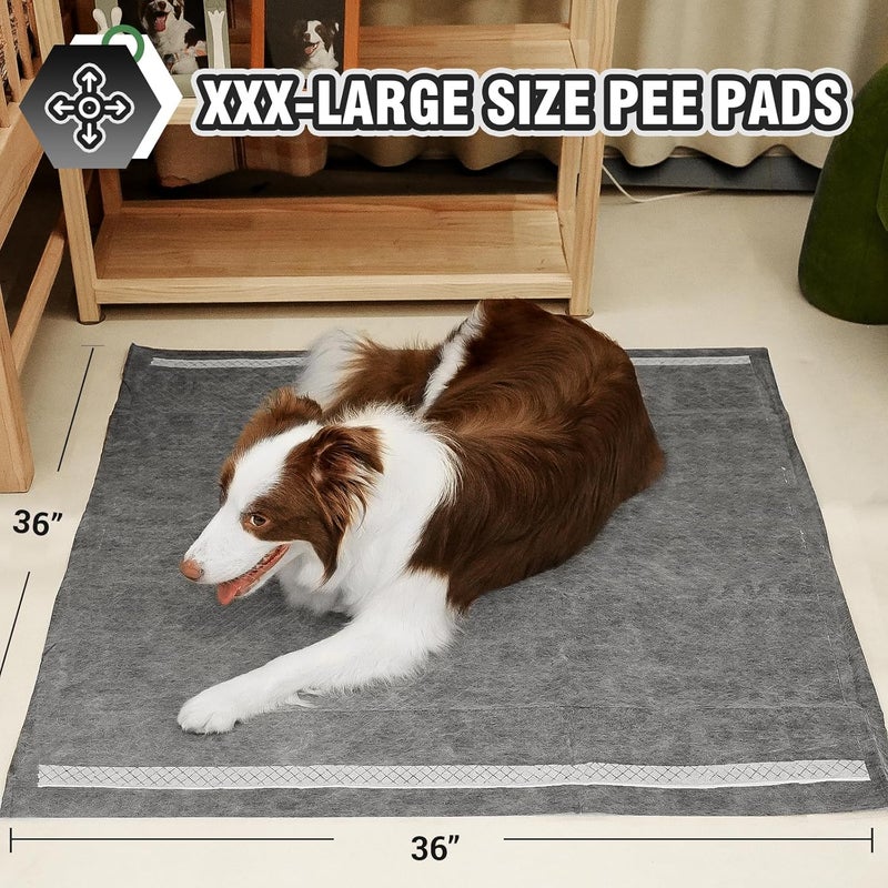 IMMCUTE Charcoal Dog Pee Pads 30"x36"-30 Ct | XX-Large Puppy Pee Training Pads Super Absorbent & Leak-Proof | Disposable Pet Piddle and Potty Pads for Puppies (IC3636-30T) - Image 2