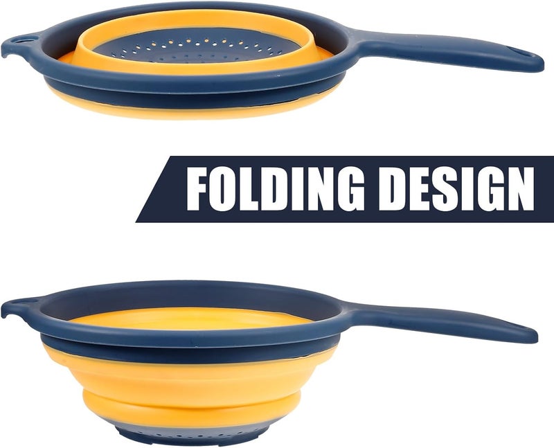 Foldable Kitchen Strainer Basket with Handle, and Orange Plastic Collapsible Drain Basket for Washing Vegetables and Fruits, Household Sink Draining Container Style - Image 3
