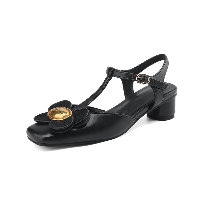 Source 2024 Summer Small Fresh All-Match Low Heel Shoes 32-43 Square Flower Covered Toe Sandals Women - Image 1
