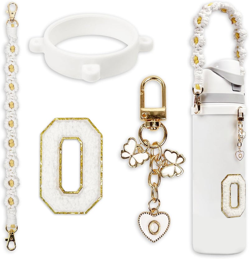 SITKOL Cute Letter Charm Set Compatible with Owala Water Bottle 24 oz, 32 oz, 40 oz, Owala Kids, Owala Coffee Tumbler, Owala FreeSip – Includes Handle Strap, for Owala Accessories & Stanley Cup Accessories - Image 1